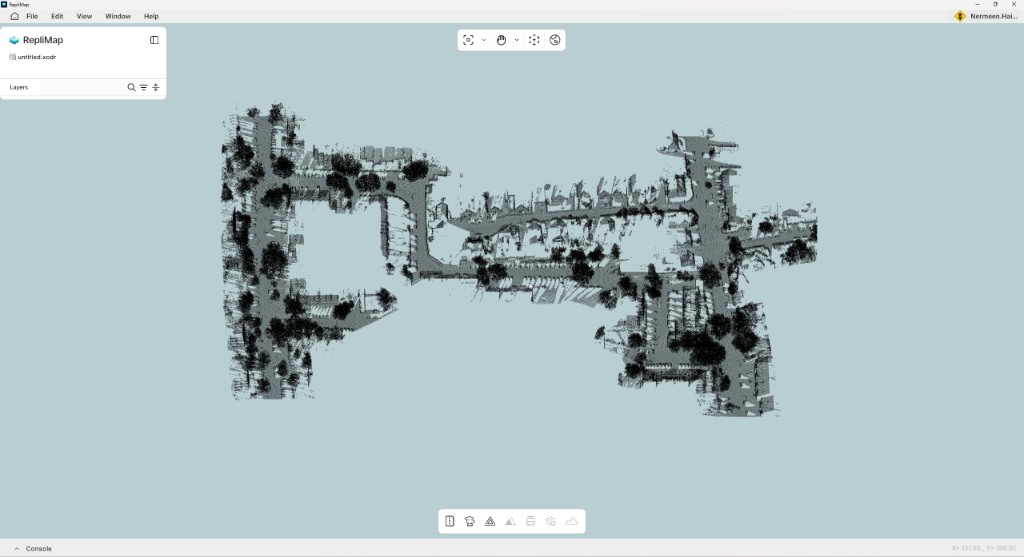 LiDAR point cloud displayed on the RepliMap canvas
