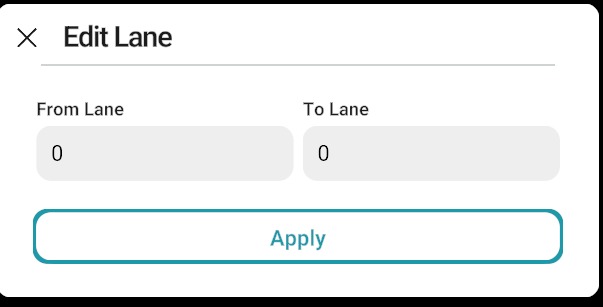 Edit Lane dialog: From Lane, To Lane, and Apply
